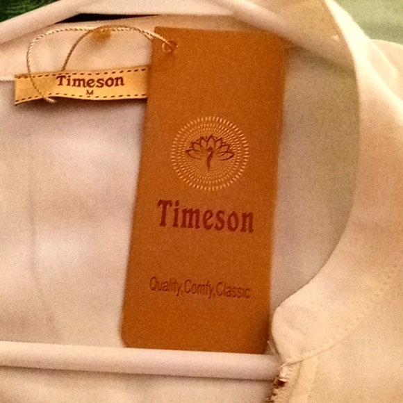 Bundle of NWT White Blouse & Express Turquoise Midi Skirt with Scalloped Hemline - Picture 6 of 16